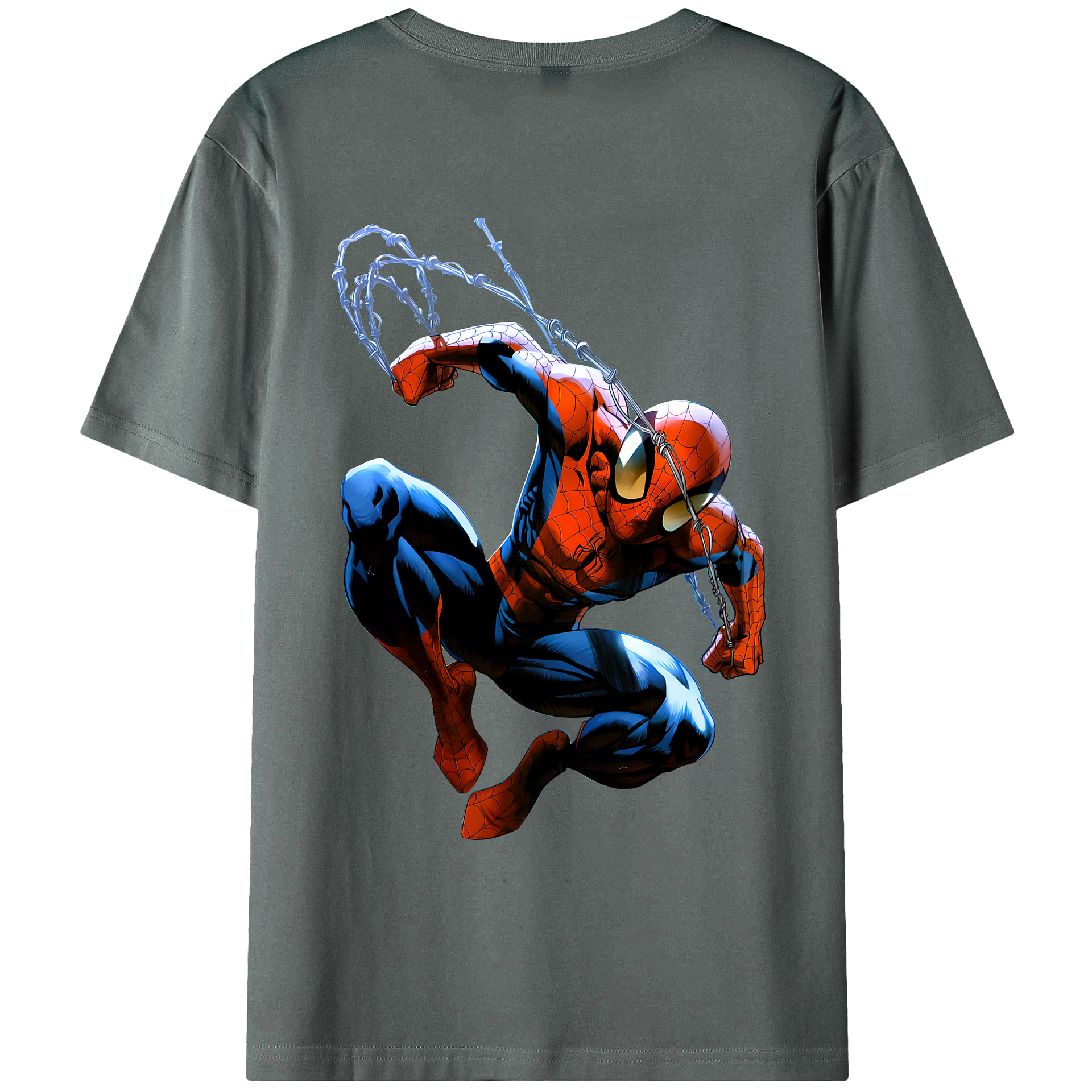 （画像用） Spider Man スパイダーマン 綿100％ メンズ半袖Tシャツ（バックプリント） 通気性